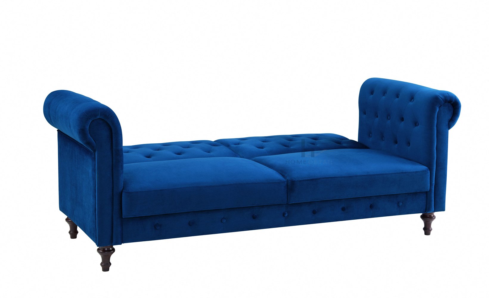 Calgary Velvet Sofa Bed Chesterfield Design, Dark Blue Velvet