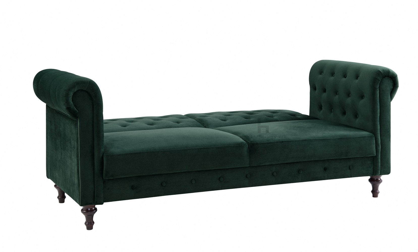 Calgary Velvet Sofa Bed Chesterfield Design, Dark Green Velvet