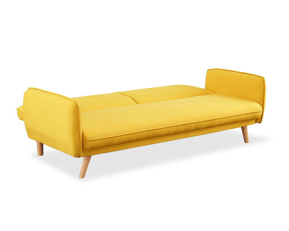 Belmont Fabric Sofa Bed With Natural Wooden Legs, Mustard Fabric