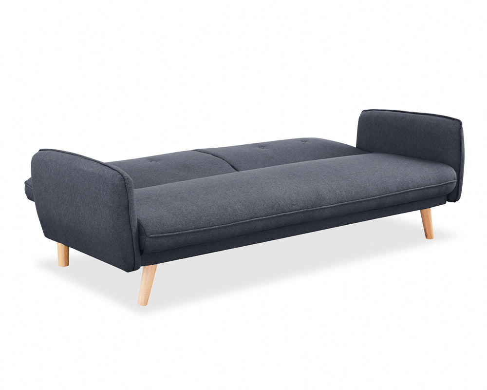 Belmont Fabric Sofa Bed With Natural Wooden Legs, Charcoal Fabric