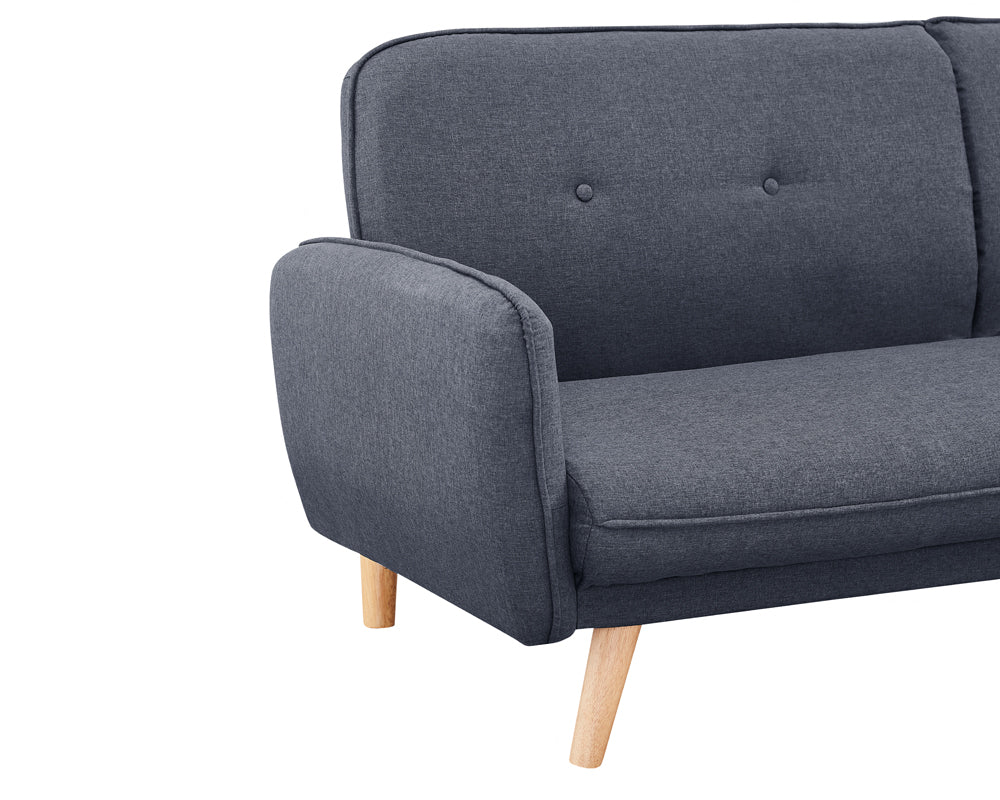 Belmont Fabric Sofa Bed With Natural Wooden Legs, Charcoal Fabric