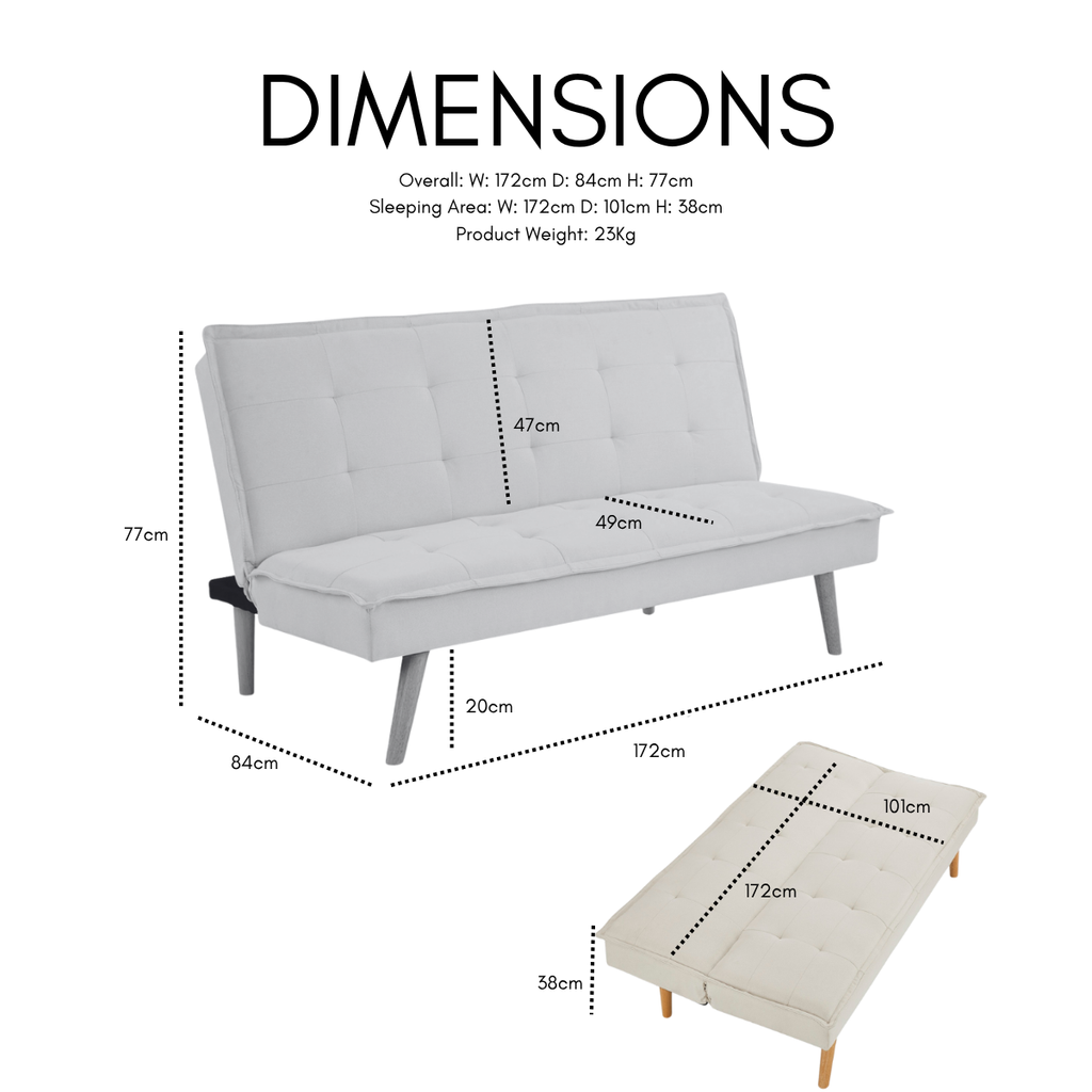 Ada Fabric Sofa Bed, Cream Fabric