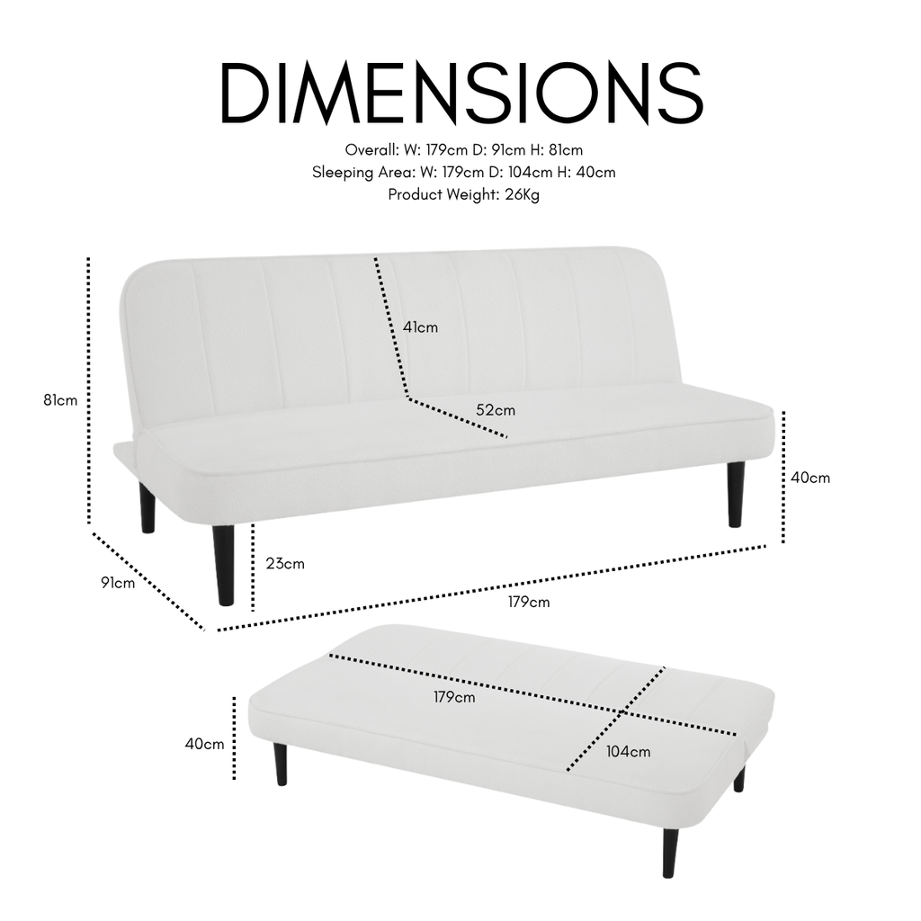 Alex Sofa Bed, Grey Boucle