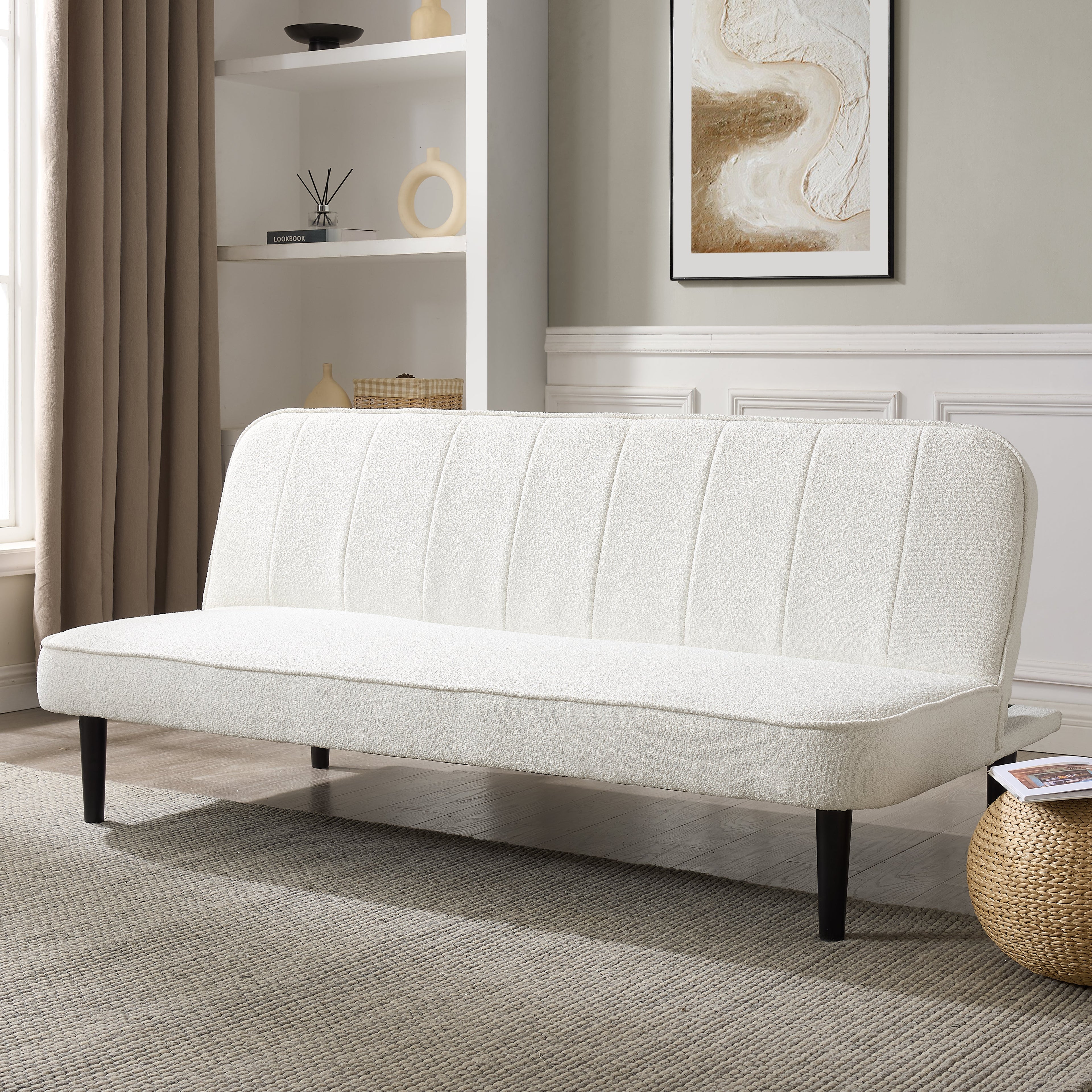 Alex Sofa Bed, White Boucle