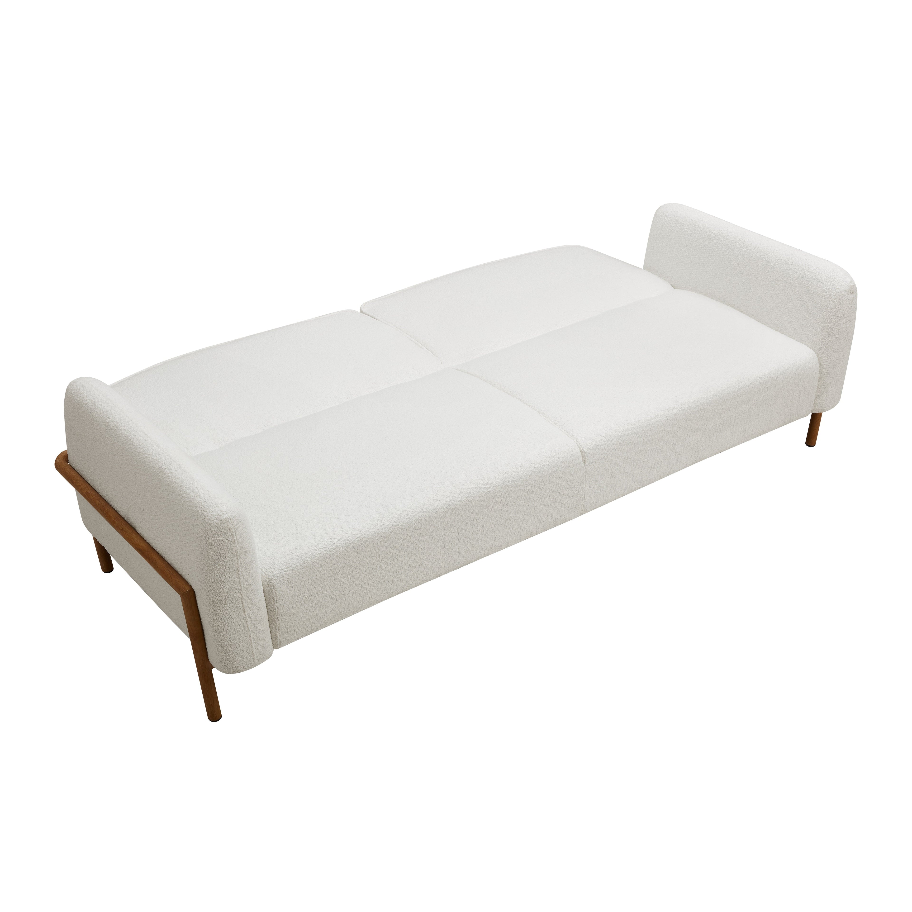 Caleb Sofa Bed, White Boucle