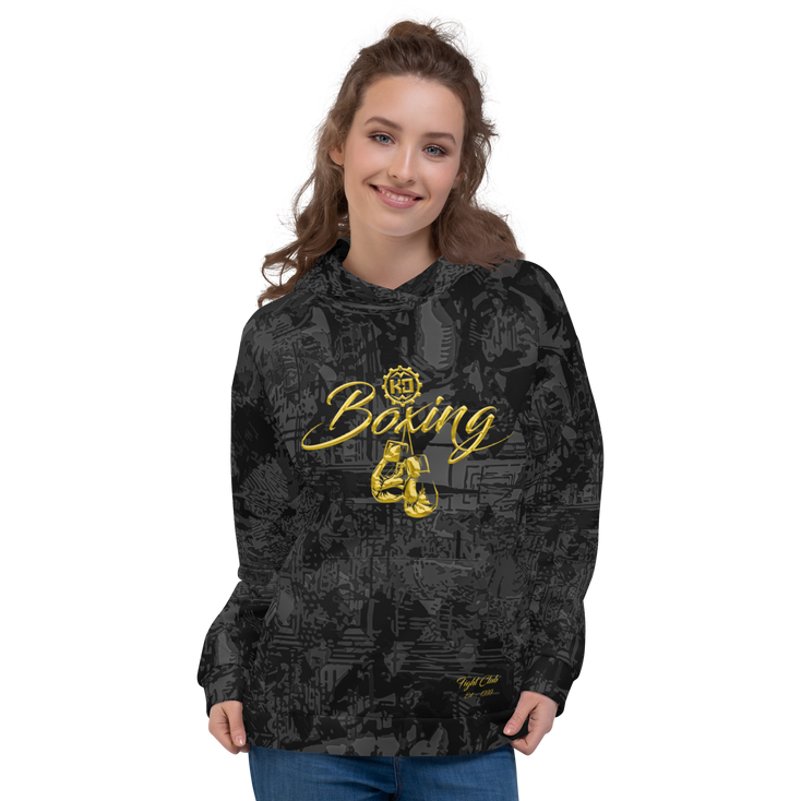 Women's Hoodie Ko Machine Thai Boxing Fight Club Black model front
