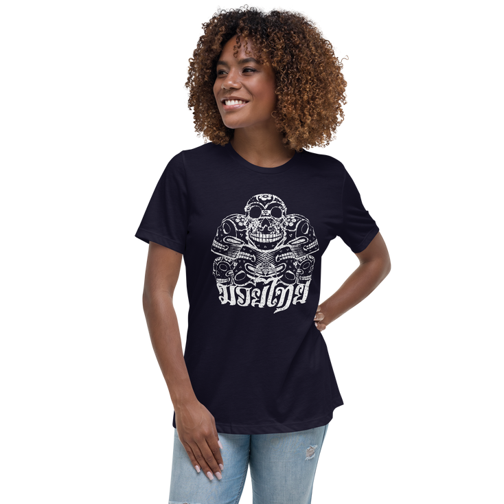 Muay Thai Cotton Women's T-Shirt Ko Machine Catrina navy