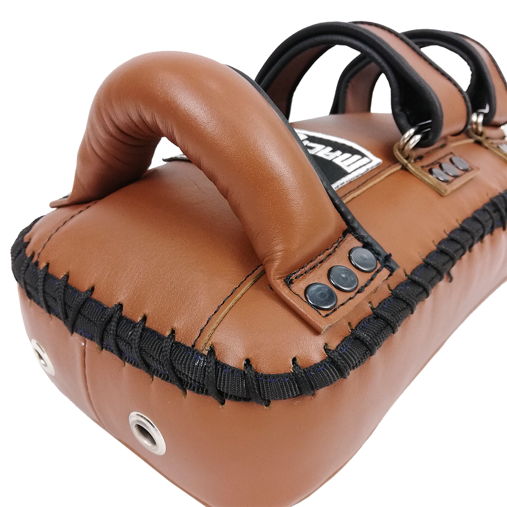 Muay Thai Curved Kicking Pads Ko Machine Gear Vintage Genuine Leather detail