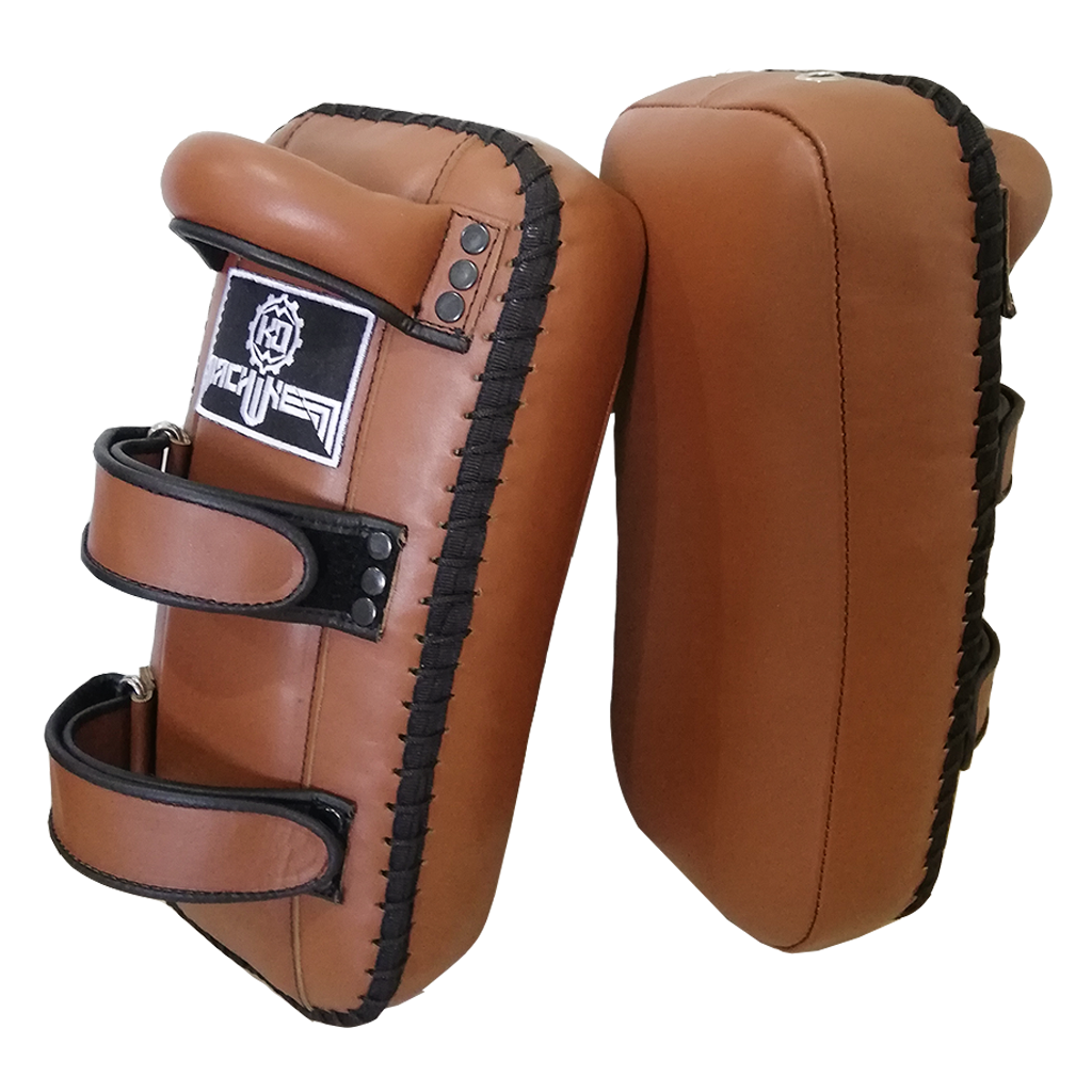 MMA Curved Kicking Pads Ko Machine Gear Vintage Genuine Leather