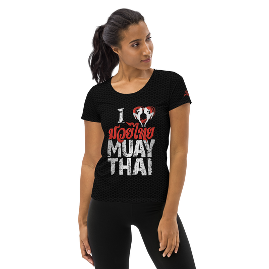 Women's Athletic T shirt Ko Machine I Love Muay Thai black