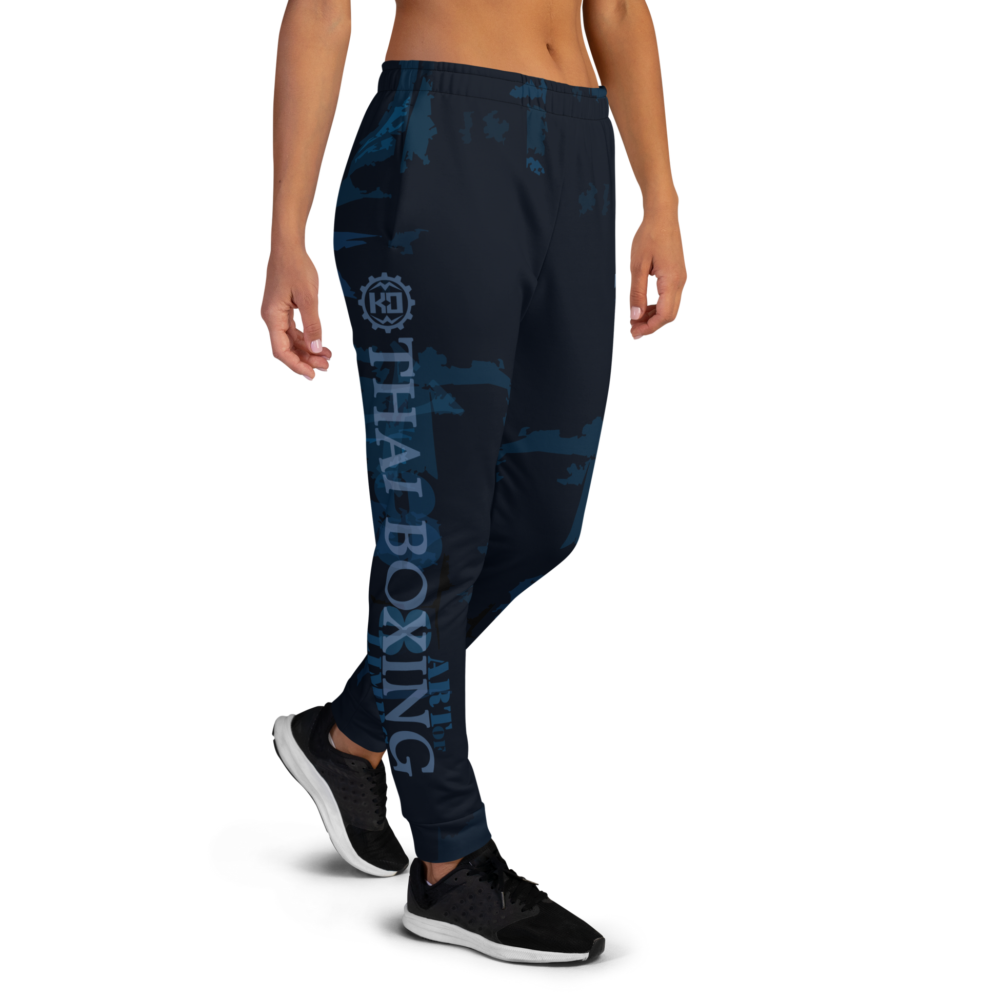 Muay Thai Women's Sweatpants Ko Machine Art of 8 Limbs blue front model