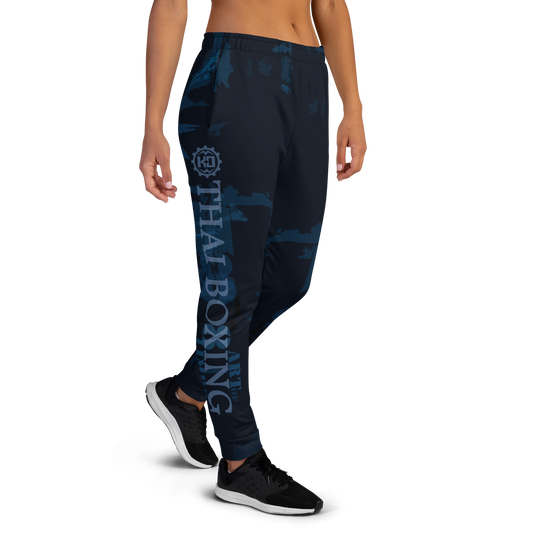 Muay Thai Women's Sweatpants Ko Machine Art of 8 Limbs blue front model