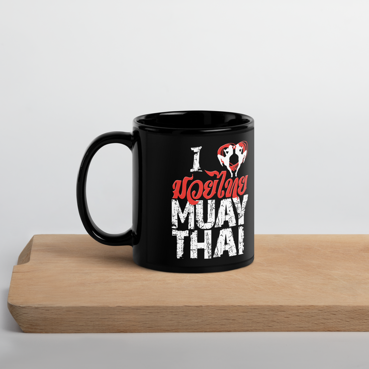 Black Glossy Mug Ko Machine I Love Muay Thai
