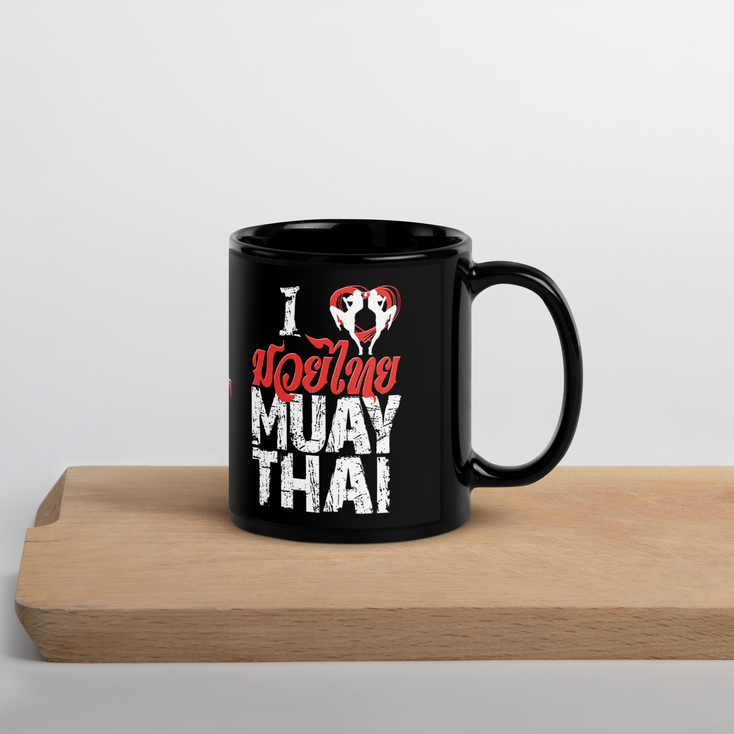 Black Glossy Mug Ko Machine I Love Muay Thai