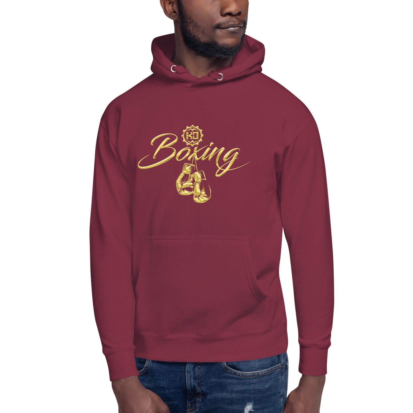 Cotton Hoodie Ko Machine Boxing Fight Club front model maroon