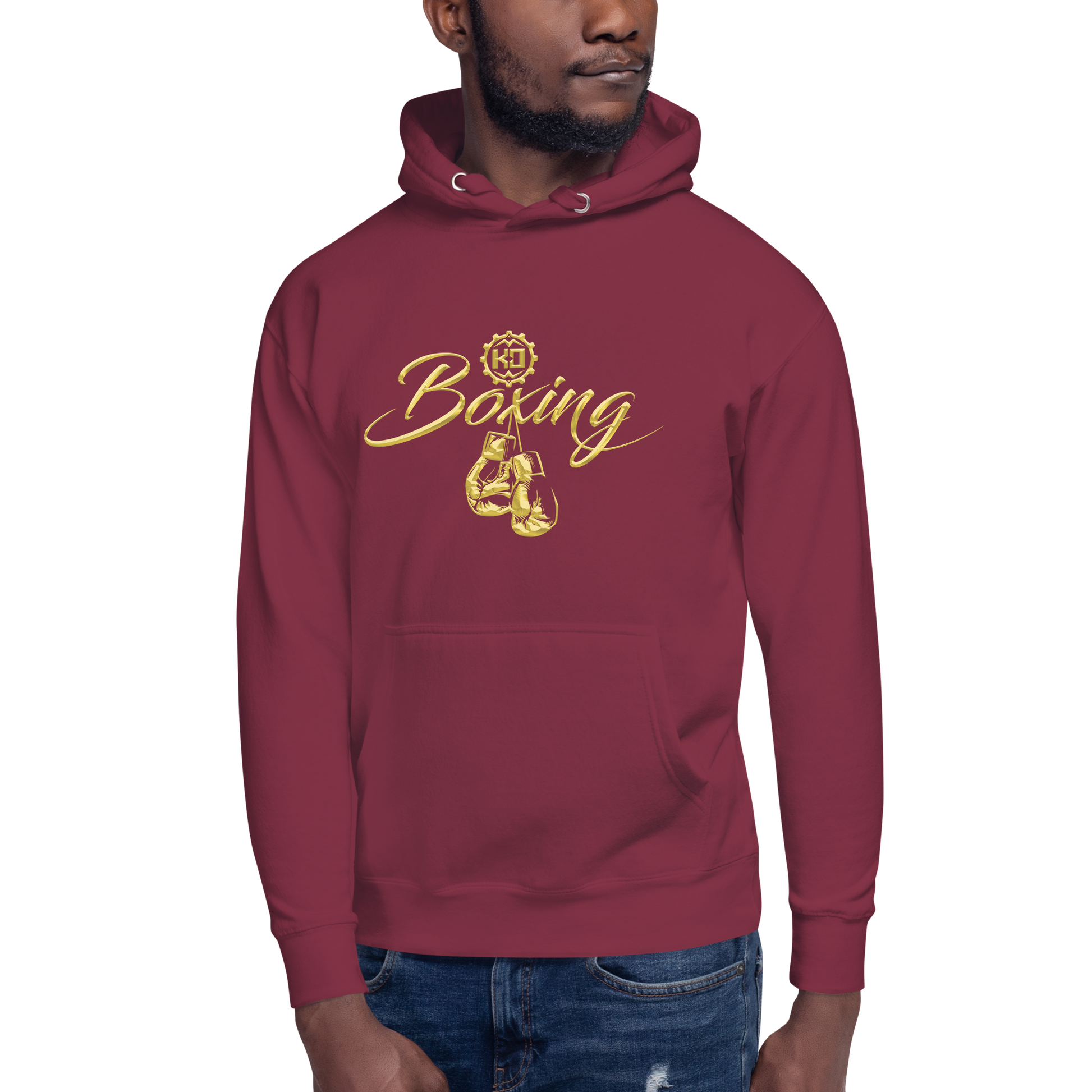 Cotton Hoodie Ko Machine Boxing Fight Club front model maroon